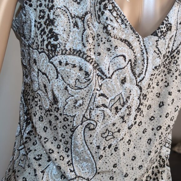 💠Xscape By Joanna Chen Formal Sleeveless Top Womens Size Large Embellished Gold - Picture 7 of 9